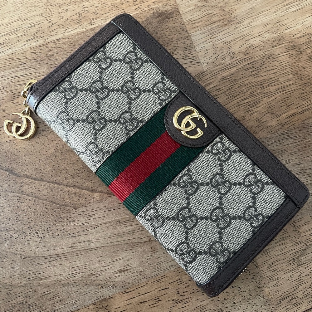 Gucci GG Authentic Ophidia Zip Around Wallet Brown